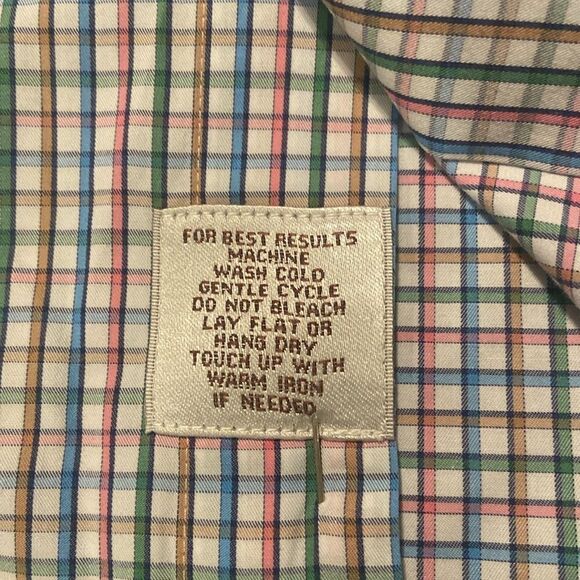 Peter Millar Crown Finish Shirt Mens Large Check Blue Pink Green Long Sleeve - Picture 5 of 6